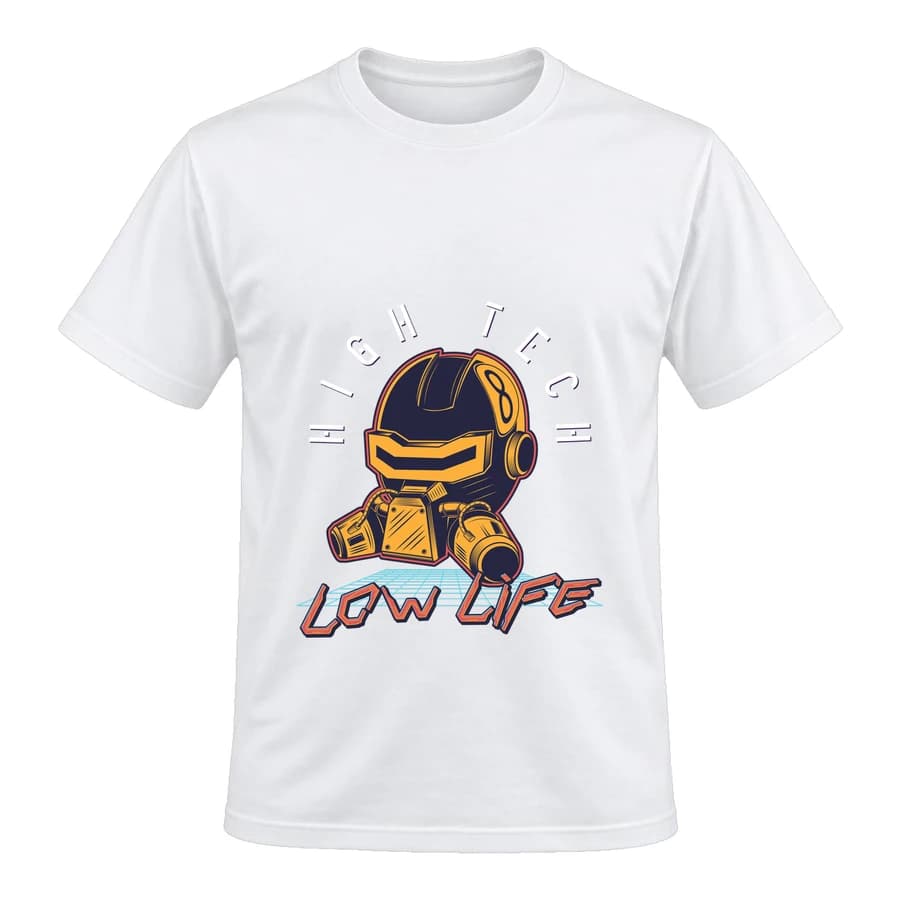 T-shirt — Cyberpunk · Néon urbain — Devant — Blanc