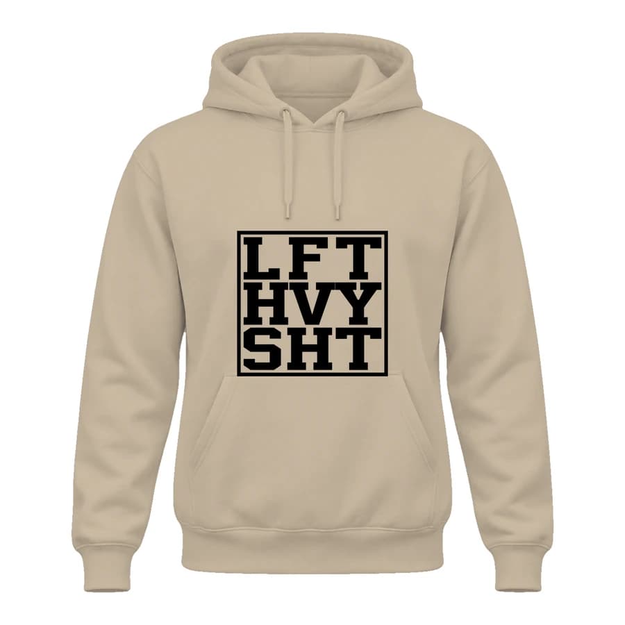 Hoodie — Fitness · Force et discipline — الأمام — بيج