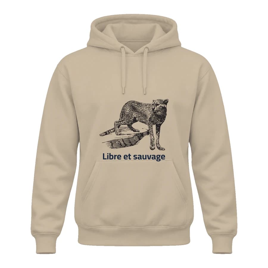 Hoodie — Léopard · Gravure vintage — الأمام — بيج